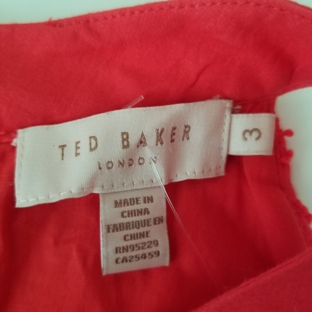 Ted Baker Lorene Halter Neck Fit & Flare Dress Red Size 3 Embroidered - Picture 15 of 16
